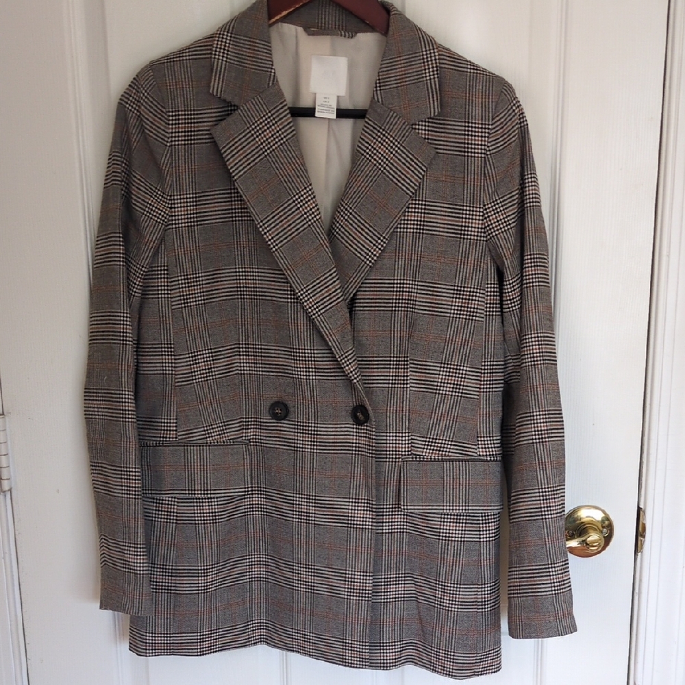 H&M Black and Gray Oversized Blazer